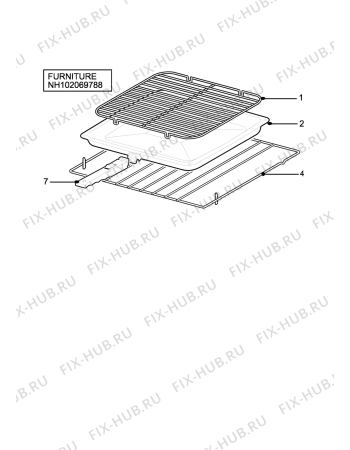 Взрыв-схема плиты (духовки) Electrolux EDOMBR - Схема узла H10 Furniture
